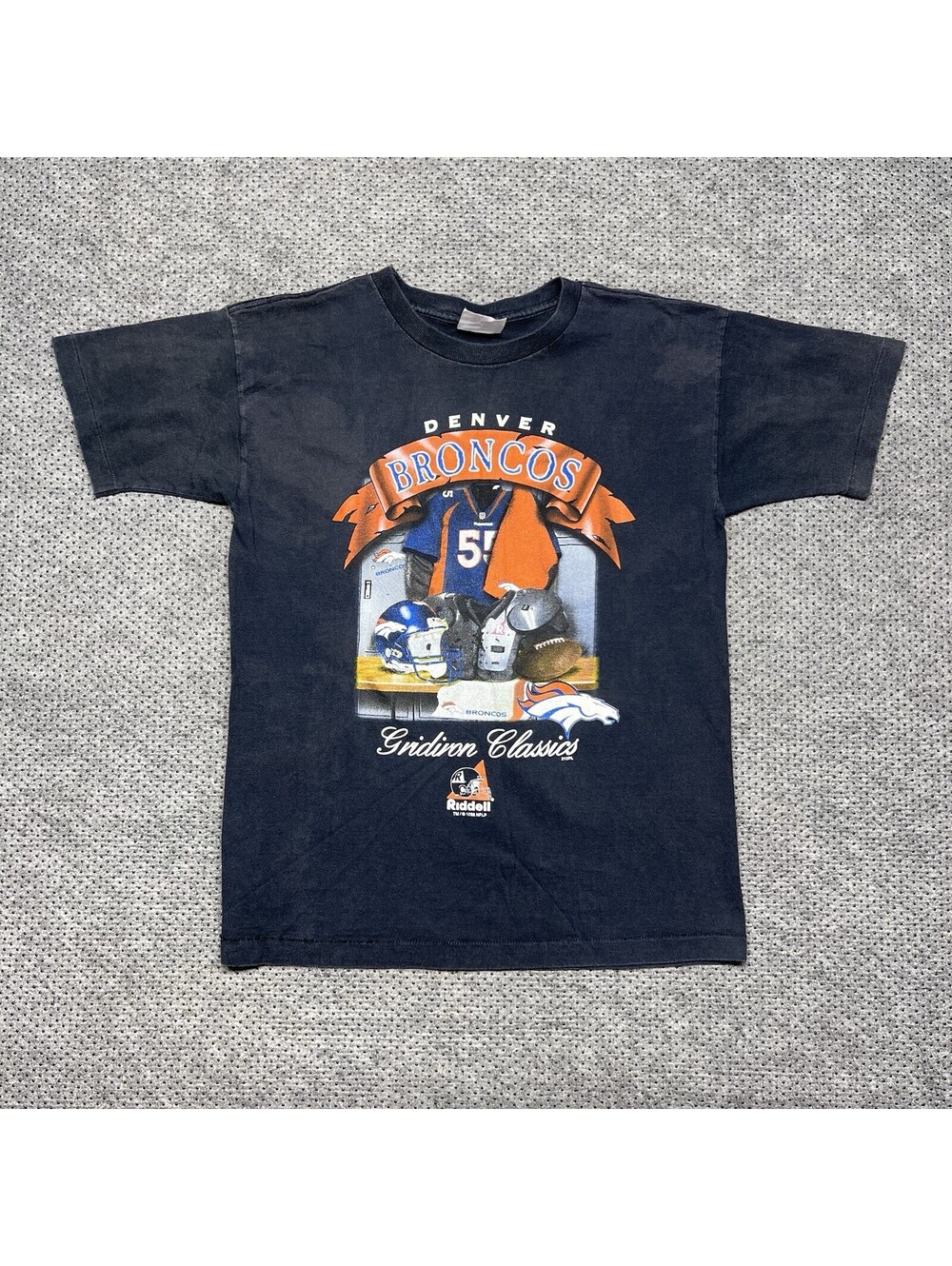 Vintage 1998 Riddell Denver Broncos Locker Room T-Shirt Small RARE MENS BLACK